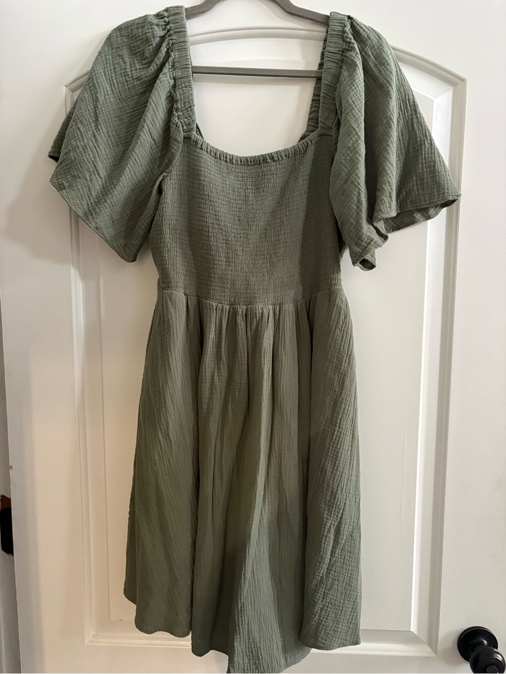 Madewell Green Puff Sleeve Dress